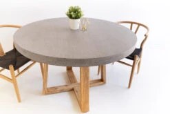 1.0m Alta Elkstone Round Dining Table – Speckled Grey With Light Honey Legs