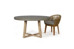 1.4m Alta Elkstone Round Dining Table – Speckled Grey With Ivory Washed Acacia Wood Legs