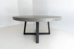 1.6m Alta Elkstone Round Dining Table – Pebble Grey With Black Powder Coated Legs -Abide Interiors 1.6m Grey Black ElkStone 7 scaled 1