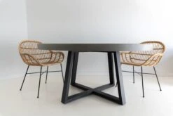 1.6m Alta Elkstone Round Dining Table – Pebble Grey With Black Powder Coated Legs -Abide Interiors 1.6m Grey Black ElkStone 9 scaled 1