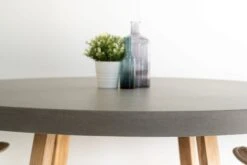 1.6m Alta Elkstone Round Dining Table – Pebble Grey With Light Honey Legs -Abide Interiors 1.6m Grey LH Round ElkStone 27 scaled 1