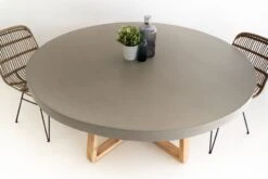 1.6m Alta Elkstone Round Dining Table – Pebble Grey With Light Honey Legs -Abide Interiors 1.6m Grey LH Round ElkStone 28 scaled 1