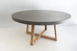 1.6m Alta Elkstone Round Dining Table – Pebble Grey With Light Honey Legs -Abide Interiors 1.6m Grey LH Round ElkStone 8 scaled 1