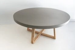 1.6m Alta Elkstone Round Dining Table – Pebble Grey With Light Honey Legs -Abide Interiors 1.6m Grey LH Round ElkStone 9 scaled 1
