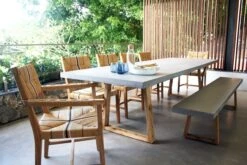 2.4m Sierra Elkstone Rectangular Dining Table – Speckled Grey With Light Honey Legs -Abide Interiors 2.4m ElkStone Table SG LH scaled 1