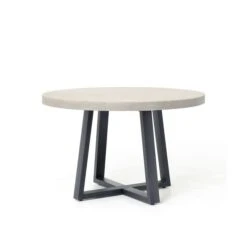 1.2m Alta Elkstone Round Dining Table – Pebble Grey With Black Powder Coated Legs -Abide Interiors Alta Round Table