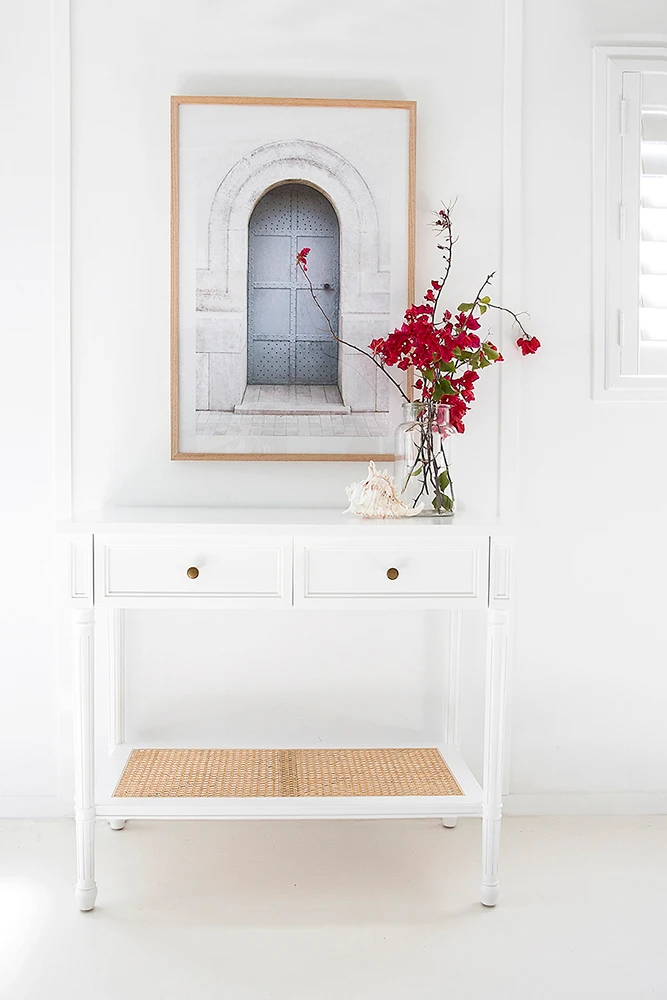 Hamilton Cane Console Table – White – 100cm 4 Hamilton Cane Console Table – White – 100cm - Image 2