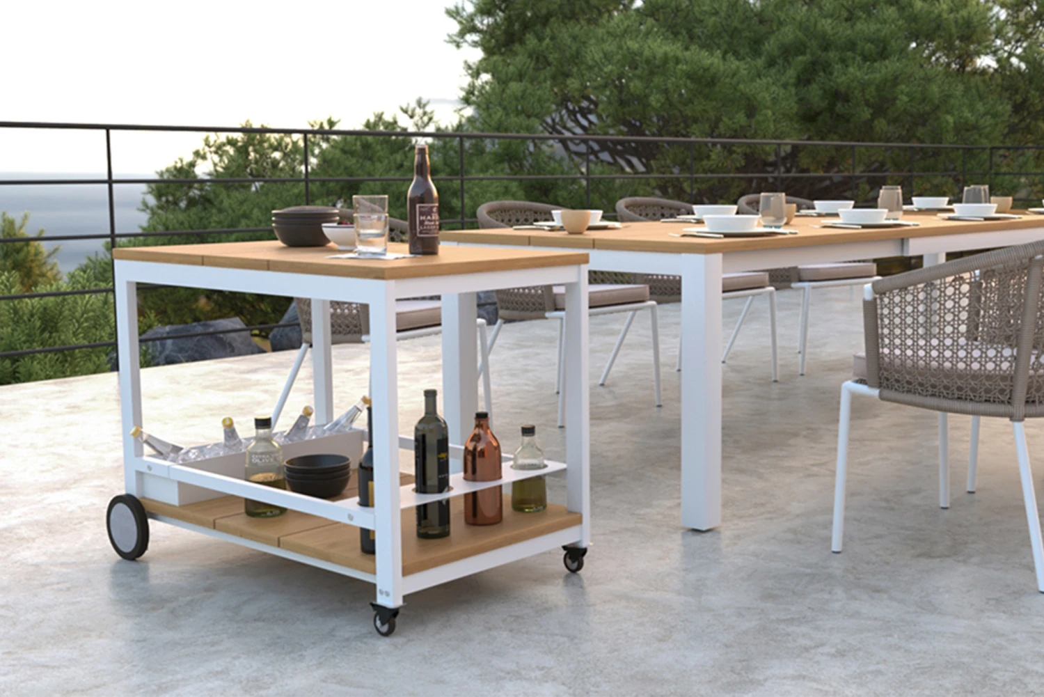 Carmel Outdoor Bar Cart – Pearl White Powder Coated Frame 18 Carmel Outdoor Bar Cart – Pearl White Powder Coated Frame - Image 16