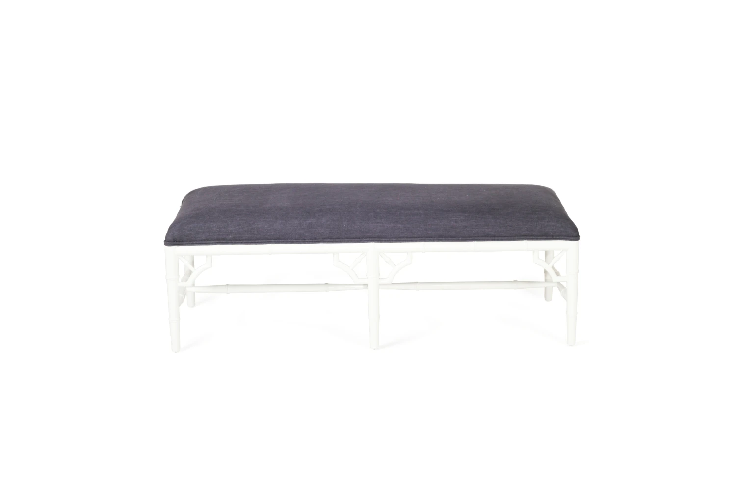 White Chippendale Bench Seat | Bed End – 120cm – Navy Cushion 5 White Chippendale Bench Seat | Bed End – 120cm – Navy Cushion - Image 3
