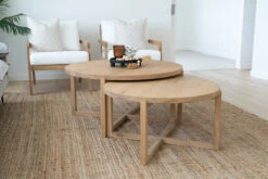 Clovelly Round Coffee Table -100cm -Abide Interiors Clovelly Coffee Elton Armchair Styled 1 1