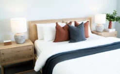 Clovelly Bed – King Size – American Oak -Abide Interiors Clovelly King Styled 1 web