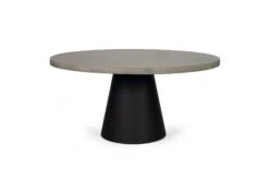 1.6m Avalon Elkstone Round Dining Table – Speckled Grey With Black Powder Coated Cone Base