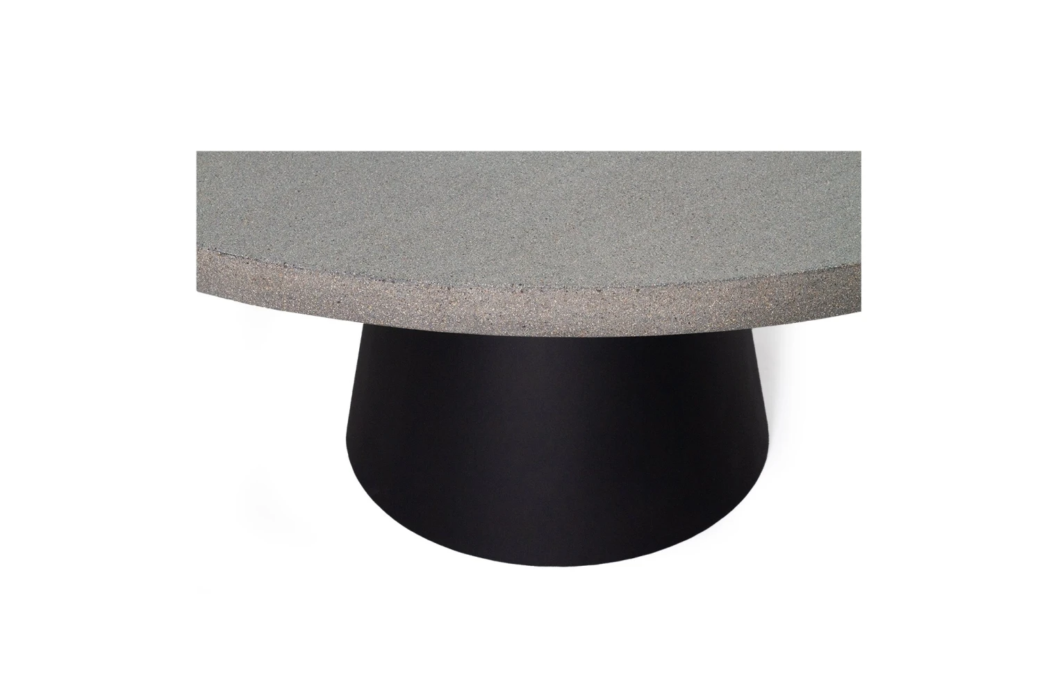 1.6m Avalon Elkstone Round Dining Table – Speckled Grey With Black Powder Coated Cone Base 6 1.6m Avalon Elkstone Round Dining Table – Speckled Grey With Black Powder Coated Cone Base - Image 4