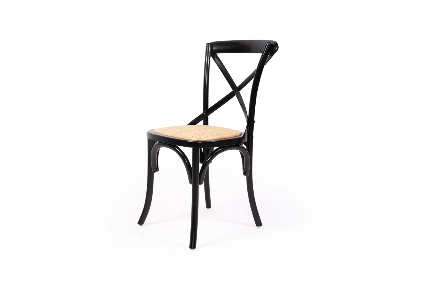 Black Cross Back Chair – Rattan Seat 4 Black Cross Back Chair – Rattan Seat - Image 2