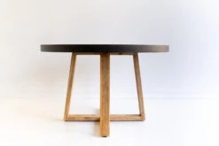 1.0m Alta Round Elkstone Dining Table – Ebony Black With Light Honey Legs -Abide Interiors DSC05986 scaled 1