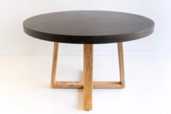1.0m Alta Round Elkstone Dining Table – Ebony Black With Light Honey Legs -Abide Interiors DSC06012 scaled 1