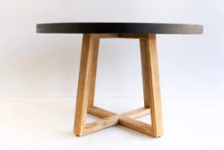 1.0m Alta Round Elkstone Dining Table – Ebony Black With Light Honey Legs -Abide Interiors DSC06018 scaled 1