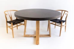 1.0m Alta Round Elkstone Dining Table – Ebony Black With Light Honey Legs -Abide Interiors DSC06026 scaled 1