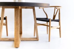 1.0m Alta Round Elkstone Dining Table – Ebony Black With Light Honey Legs -Abide Interiors DSC06087 scaled 1