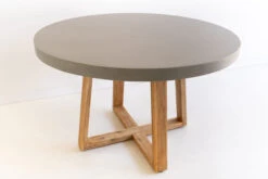 1.2m Alta Elkstone Round Dining Table – Pebble Grey With Light Honey Legs