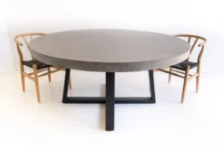 1.6m Alta ElkStone Round Dining Table – Speckled Grey With Black Powder Coated Iron Legs
