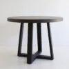 1.0m Alta Round Elkstone Dining Table – Ebony Black With Black Powder Coated Legs