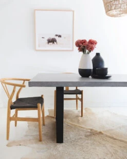 2.0m Sierra Elkstone Rectangular Dining Table – Speckled Grey With Black Powder Coated Legs -Abide Interiors Elkstone64