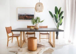 2.0m Sierra Elkstone Rectangular Dining Table – Ebony Black With Light Honey Legs