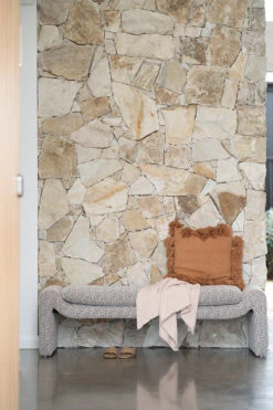 Freja Bench – Mottled Taupe -Abide Interiors Freja Bench Taupe Styled 1