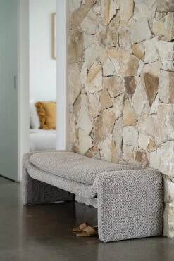 Freja Bench – Mottled Taupe -Abide Interiors Freja Bench Taupe Styled 4