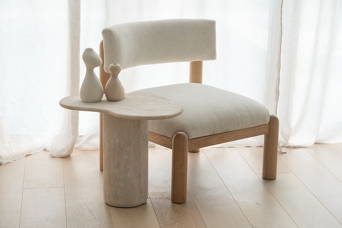 Geo Travertine Organic Side Table – 58cm 5 Geo Travertine Organic Side Table – 58cm - Image 3