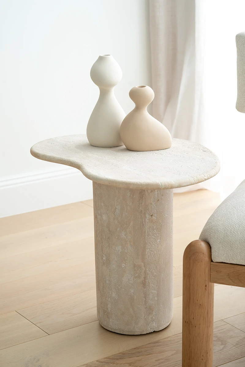 Geo Travertine Organic Side Table – 58cm 4 Geo Travertine Organic Side Table – 58cm - Image 2