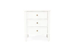Hamilton Bedside Table – 3 Drawer – White