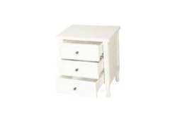 Hamilton Bedside Table – 3 Drawer – White -Abide Interiors Hamilton 3 drawer Bedside White 4 1