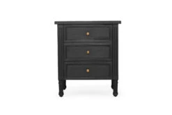 Hamilton Bedside Table – 3 Drawer – Black
