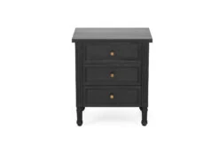 Hamilton Bedside Table – 3 Drawer – Black -Abide Interiors Hamilton Bedside 57cm Black 3Drawer 2