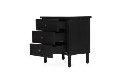 Hamilton Bedside Table – 3 Drawer – Black -Abide Interiors Hamilton Bedside 57cm Black 3Drawer 4