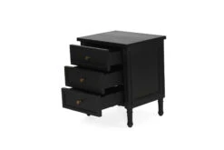 Hamilton Bedside Table – 3 Drawer – Black -Abide Interiors Hamilton Bedside 57cm Black 3Drawer 5