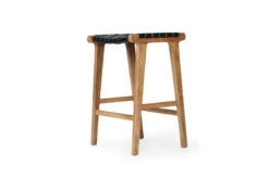 Pasadena Leather Saddle Stool – Woven Black -Abide Interiors IMG 4917
