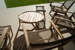 Kingscliff Outdoor Round Coffee Table – 80cm -Abide Interiors Kingscliff Coffee Table Styled 2