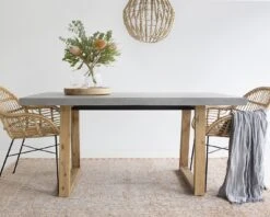 1.8m Sierra Elkstone Rectangular Dining Table – Speckled Grey With Light Honey Legs