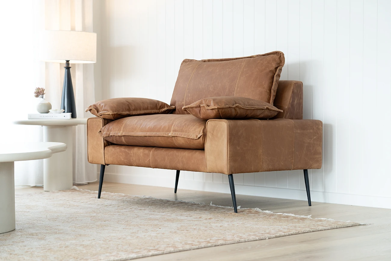 Marly 1 Seater Sofa – Cognac Leather 4 Marly 1 Seater Sofa – Cognac Leather - Image 2