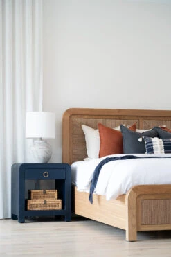 Newhaven Bedside Table – Navy By Serrata Living -Abide Interiors Newhaven Bedside Navy Styled 3