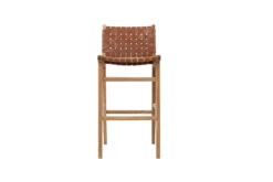 Pasadena Leather Bar Stool – Tan- Woven -Abide Interiors Pasadena Bar Stool Woven Tan 1