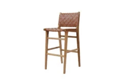 Pasadena Leather Bar Stool – Tan- Woven