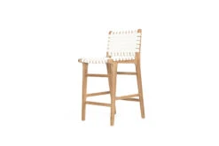 Pasadena Leather Counter Stool – White – Woven