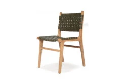 Pasadena Leather Side Chair – Woven – Olive