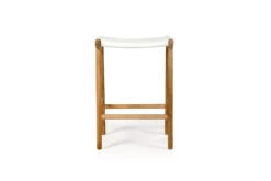 Pasadena Leather Saddle Stool – White – Flat