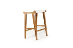Pasadena Leather Saddle Stool – White – Flat -Abide Interiors Pasadena Saddle Stool Flat White 5