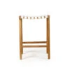 Pasadena Leather Saddle Stool – White – Woven -Abide Interiors Pasadena Saddle Stool Woven White 1